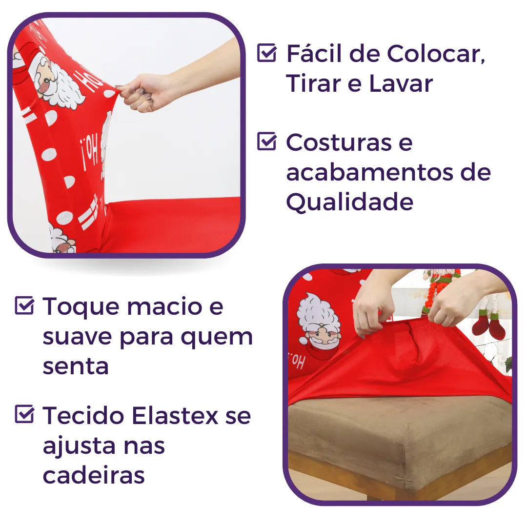 Capa de Cadeira de Natal - Ho Ho Ho