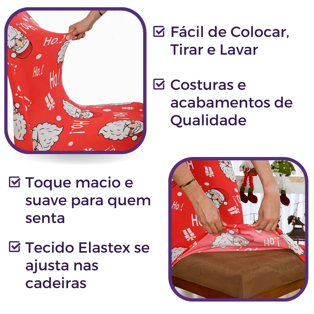 Capa de Cadeira de Natal - Papai Noel Vermelho