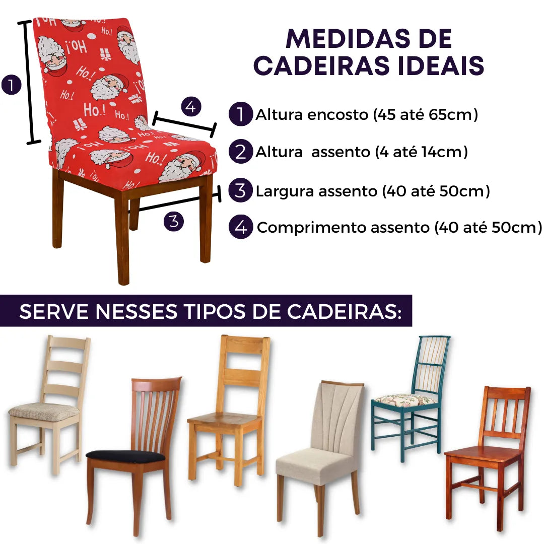 Capa de Cadeira de Natal - Papai Noel Vermelho