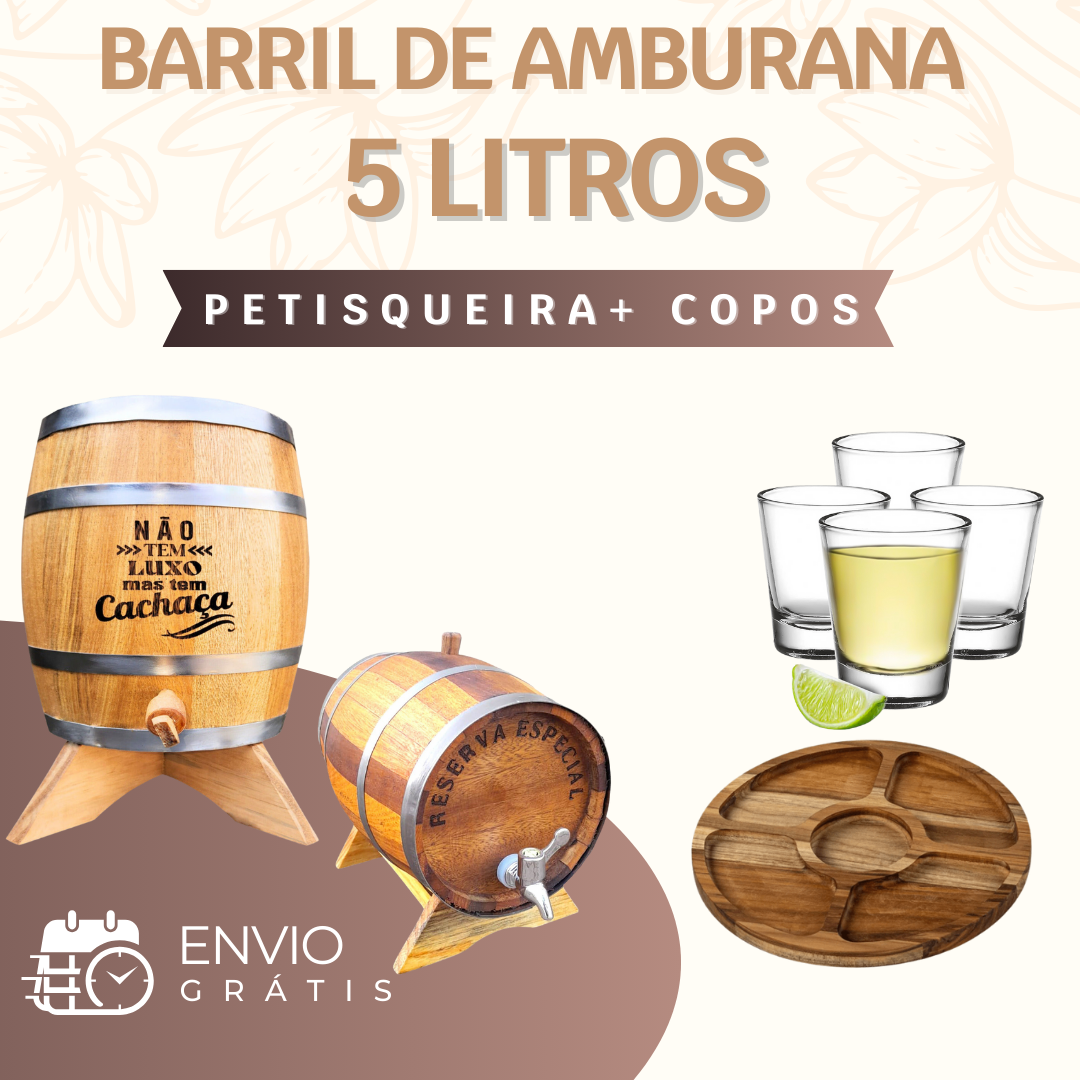 Barril Amburana [5 Litros](6 Copos Shot)(Personalizamos seu nome)