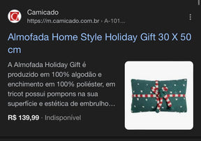 Almofada Home Style Holiday Gift 30 X 50 cm