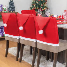 Capa Encosto Cadeira Natal Veludo Premium - Gorro Noel