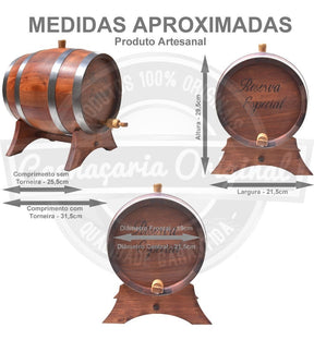 Barril De Madeira Jatobá Prime [5 LITROS](Personalizamos seu nome)