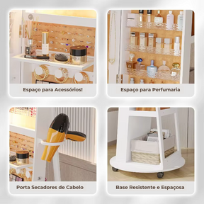 [3 em 1] Armário Giratório com Espelho e Porta Jóias Pratilar 170x70cm + ÚLTIMAS UNIDADES 🔥