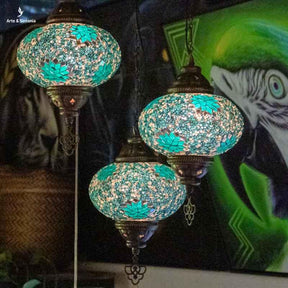 Lustre Turquia 03 Cúpulas | Turquesa