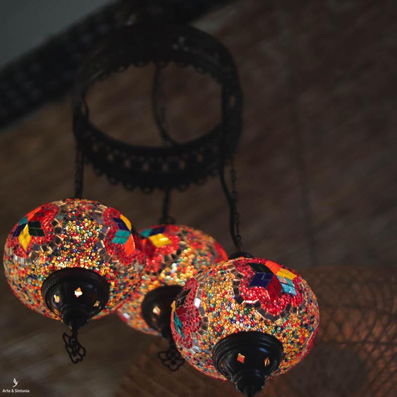 Lustre Turco 03 Cúpulas Mosaico | Multicolor