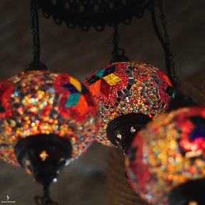 Lustre Turco 03 Cúpulas Mosaico | Multicolor