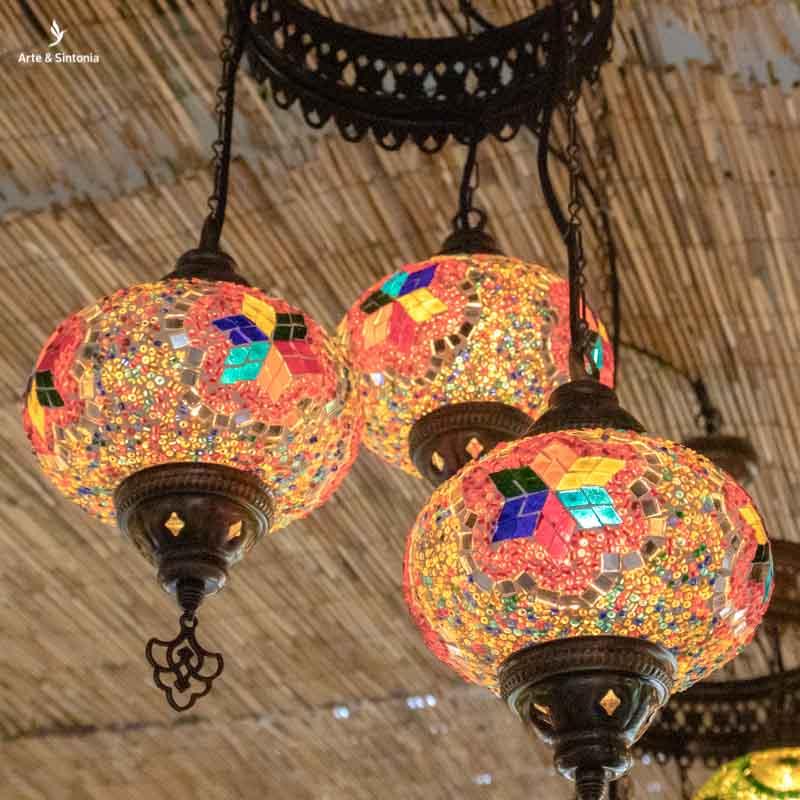 Lustre Turco 03 Cúpulas Mosaico | Multicolor