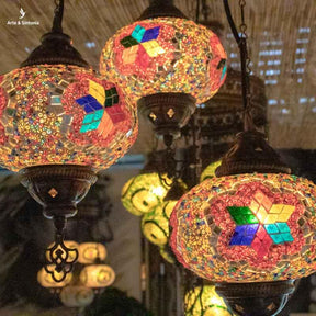 Lustre Turco 03 Cúpulas Mosaico | Multicolor