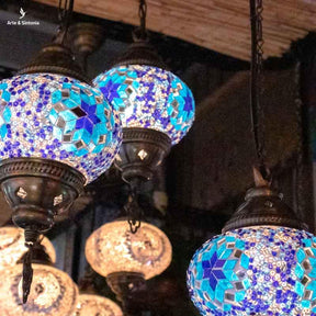 Lustre Turco 03 Cúpulas | Azul