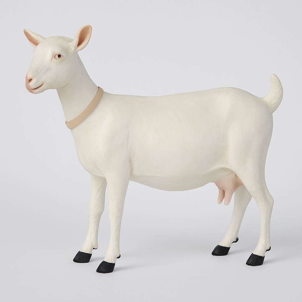 Miniatura Cabra Saanen Artesanal – Escultura em Resina
