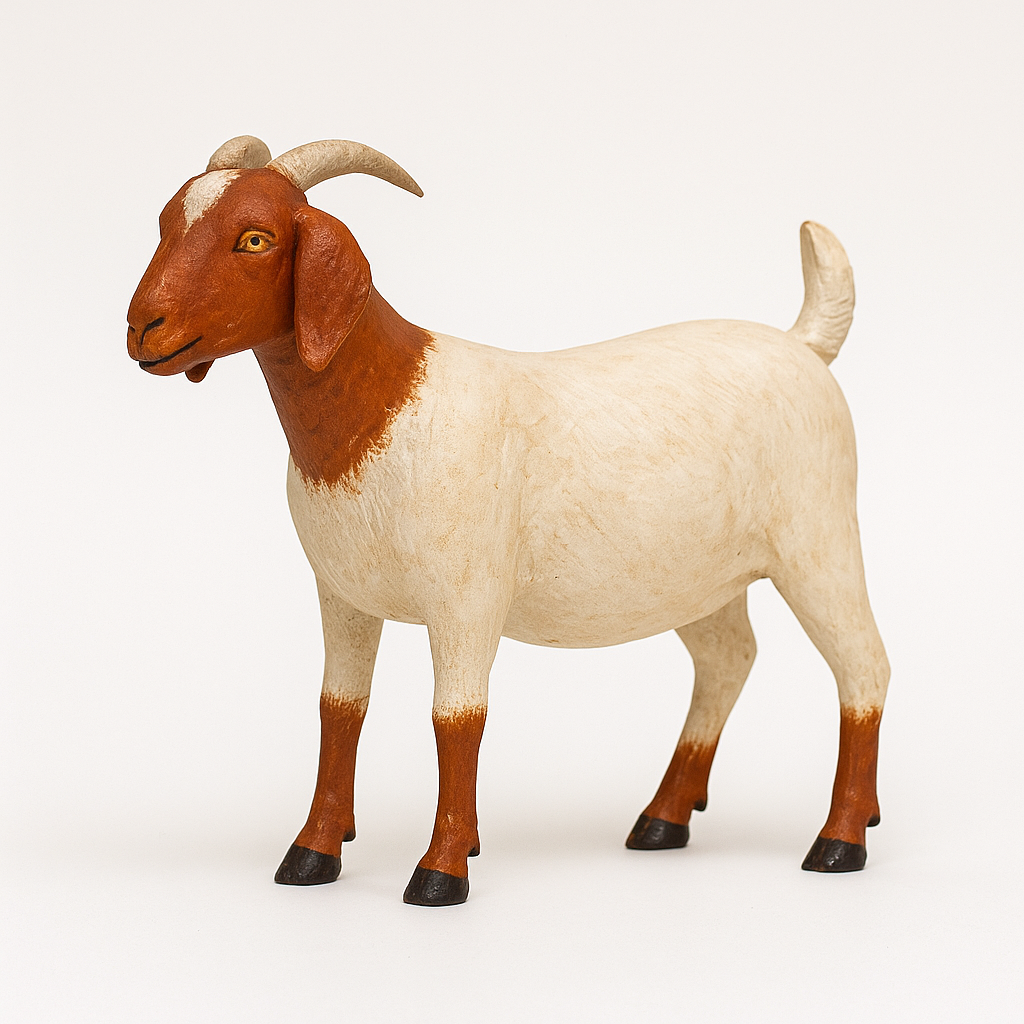 Miniatura Cabra Boer Artesanal – Escultura em Resina