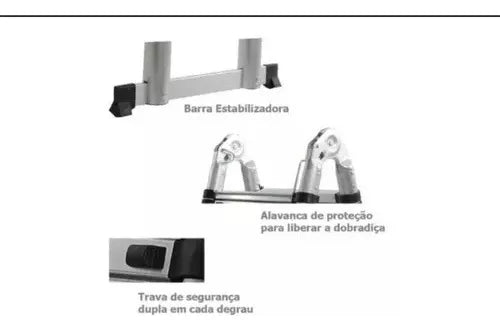 Escada Retrátil [13 DEGRAUS] 3,8M - Resistência Premium TIPO A