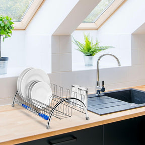 Escorredor de Pratos Com Porta Talheres e Porta Copos Cromado