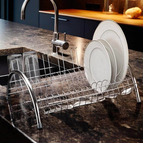 Escorredor de Pratos Com Porta Talheres e Porta Copos Cromado