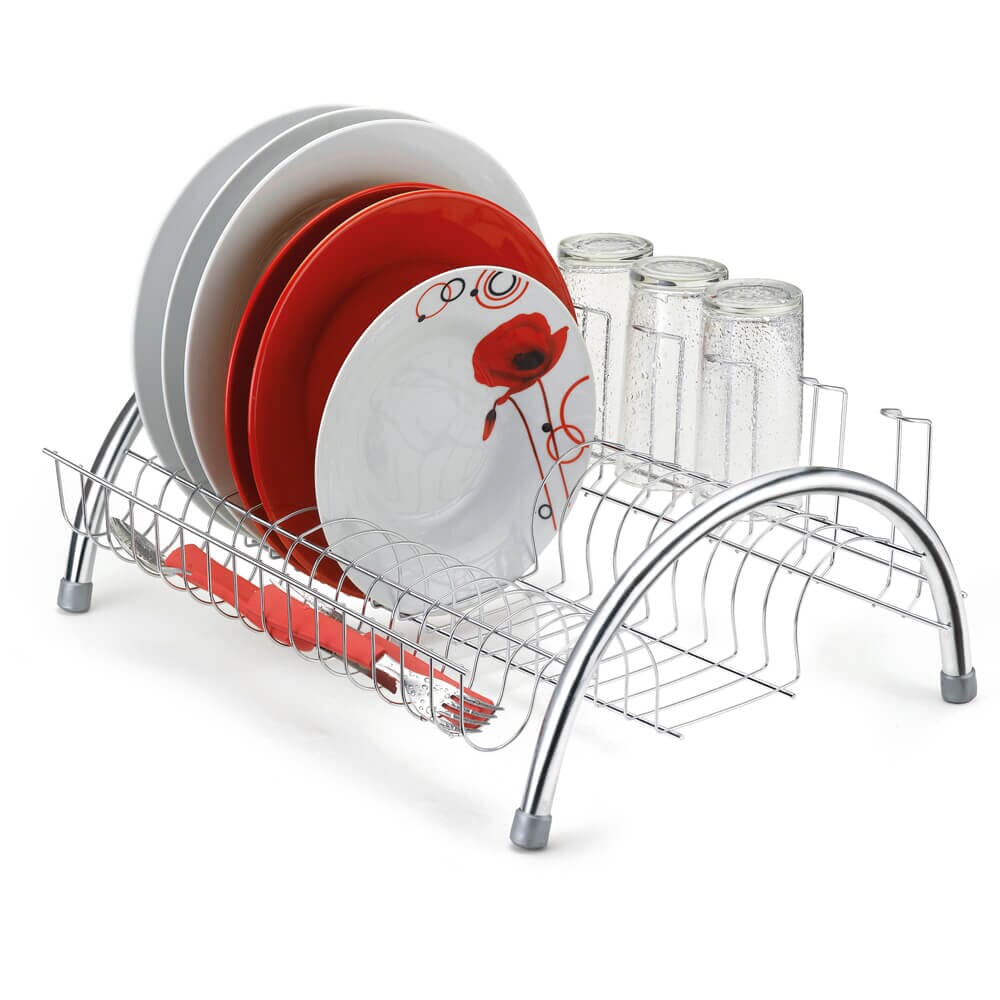 Escorredor de Pratos Com Porta Talheres e Porta Copos Cromado