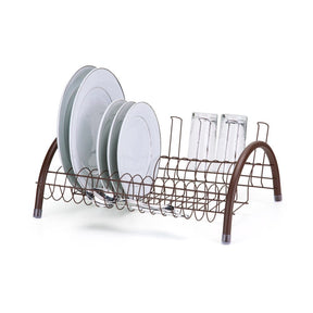 Escorredor de Pratos Com Porta Talheres e Porta Copos Marrom