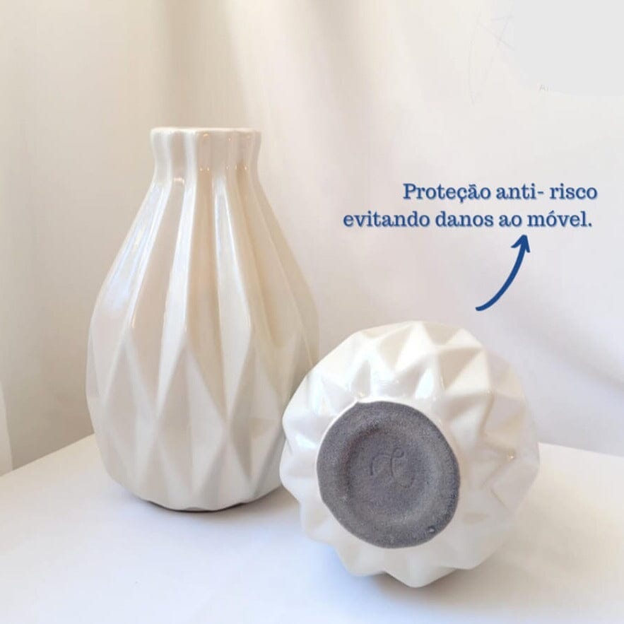 Kit com 2 Vasos Decorativos de Cerâmica Pintado a Mão