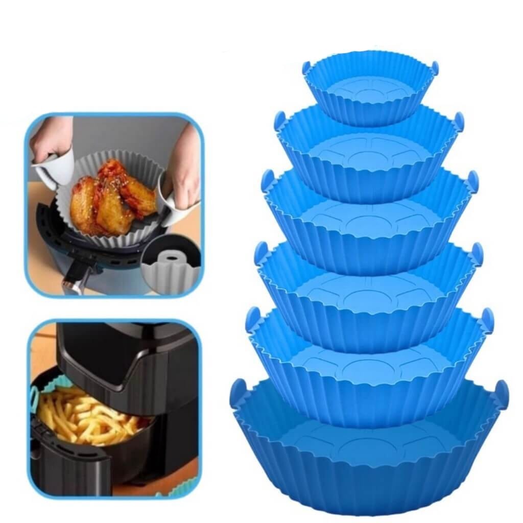 Kit com 6 Forma De Silicone Para Airfryer Antiaderente