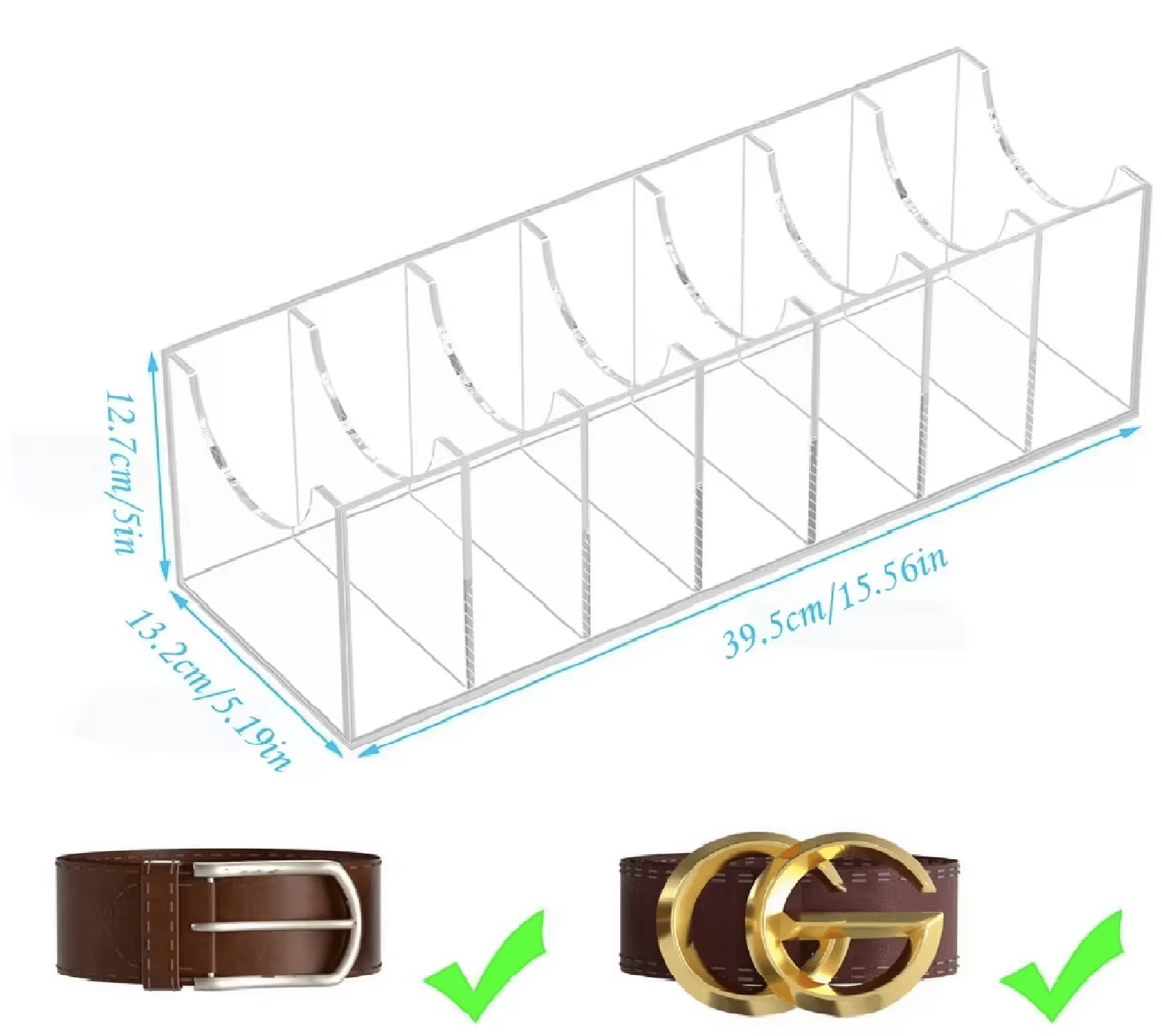 Organizador de Cinto em Acrílico com Divisórias